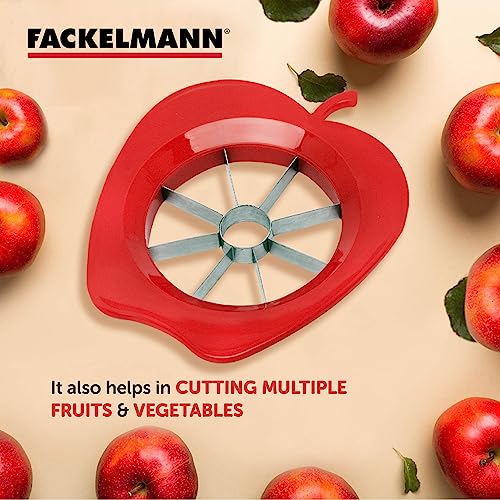 Fackelmann Stainless Steel Apple Divider with Handle | Ultra-Sharp Stainless Steel Blades | Large Handles for Comfort and Control | Ideal for Slicing Apple, Pears, Onions & Much More - 15.5 cm, Red - Image 2
