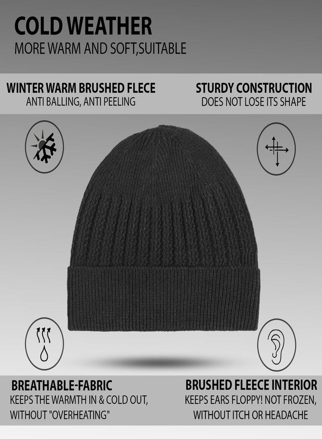 Richmen Women Winter Beanie Knit Hats Earflaps Skull Caps Soft Wool Warm Slouchy Casual Outdoor Woolen Ear Covers Head Warmer for Unisex (1 Black) - Image 5