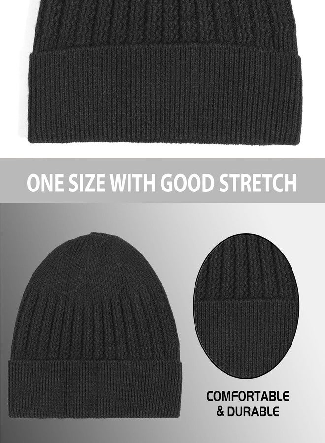 Richmen Women Winter Beanie Knit Hats Earflaps Skull Caps Soft Wool Warm Slouchy Casual Outdoor Woolen Ear Covers Head Warmer for Unisex (1 Black) - Image 4