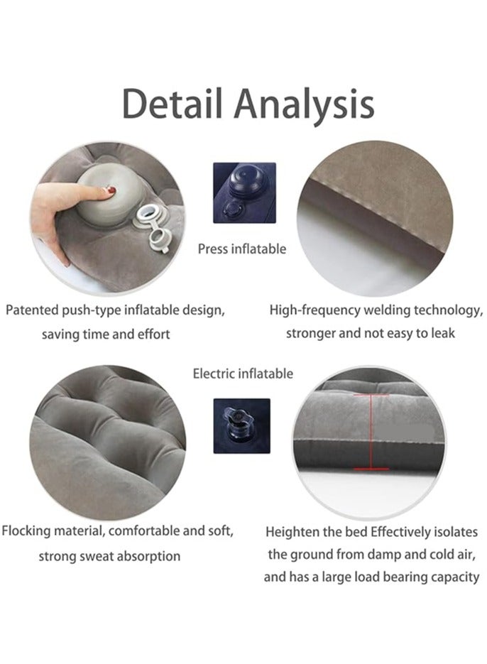 Simple self-inflatable camping mattress with backrest, dual-use portable ergonomic sleep/seat cushion with storage bag for hiking, travel and home use  - Image 2