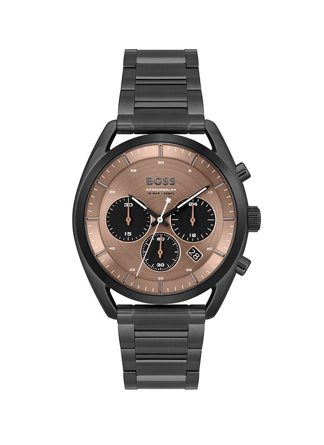 HUGO BOSS ساعة يد كرونوغراف دائرية الشكل من الستانلس ستيل للرجال 1514095 - 44 ملم  - Image 1
