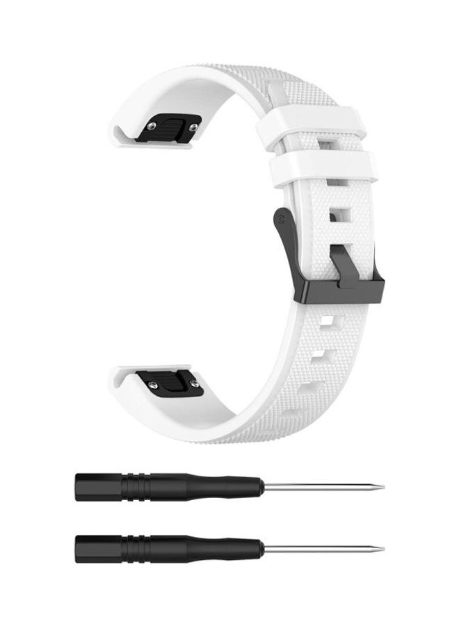 NIBEMINENT Silicone Replacement Wrist Strap Watchband With Screwdrivers For Garmin Fenix 5 White/Black - Image 1