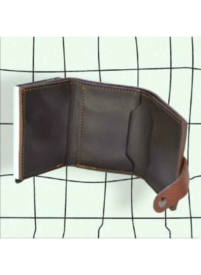 Horse leather card wallet with snap button closure (BROWN) - Image 2