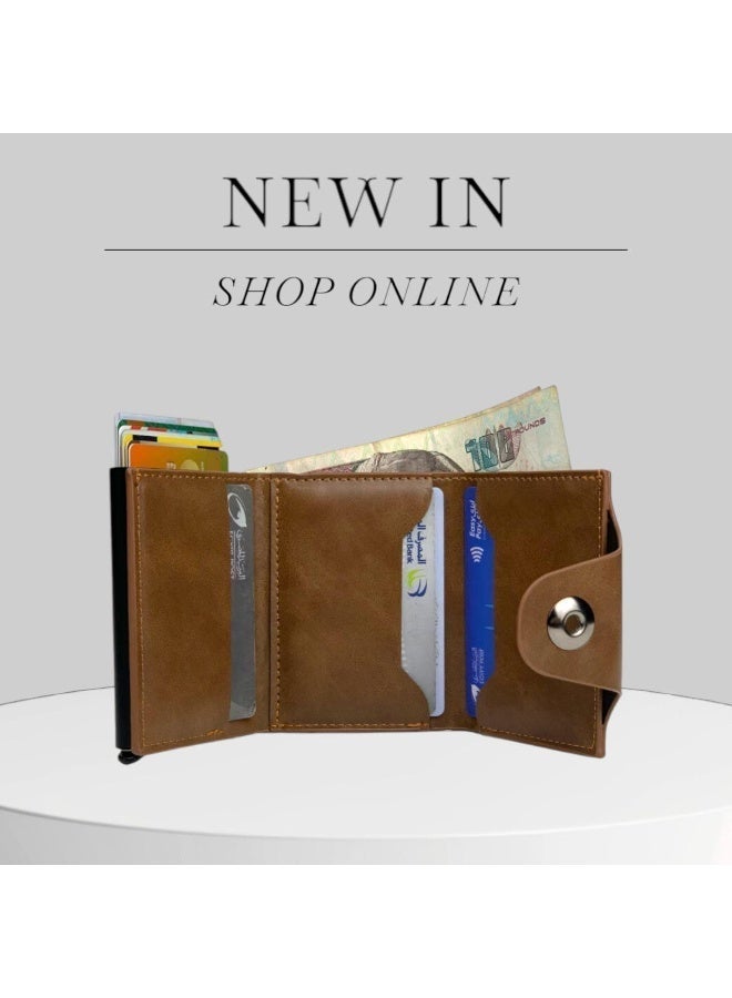 Horse leather card wallet with snap button closure (BROWN) - Image 4