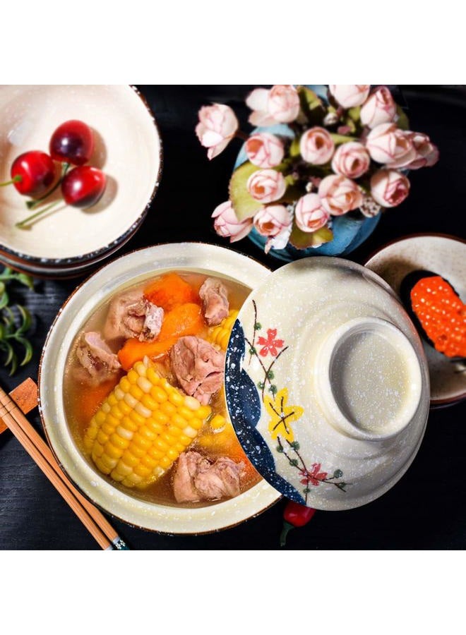 Whitenesser Ramen Bowl with Lid, Japanese Style 25.4 OZ Big Ceramic Bowl with Lid and for Soup Rice Noodle and Porridge, Microwave Oven Safety - Image 3