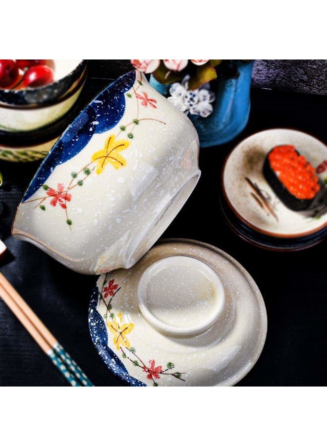 Whitenesser Ramen Bowl with Lid, Japanese Style 25.4 OZ Big Ceramic Bowl with Lid and for Soup Rice Noodle and Porridge, Microwave Oven Safety - Image 4