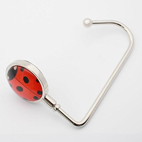 ROFLYER Purse Hook Hanger for Table Bar Handbag Hanger Safer Cleaner Bag Table Hanger with Velvet Pouch (Red Beetle) - Image 2