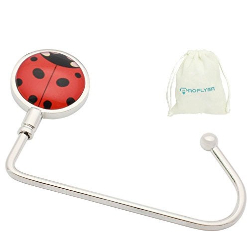 ROFLYER Purse Hook Hanger for Table Bar Handbag Hanger Safer Cleaner Bag Table Hanger with Velvet Pouch (Red Beetle) - Image 5