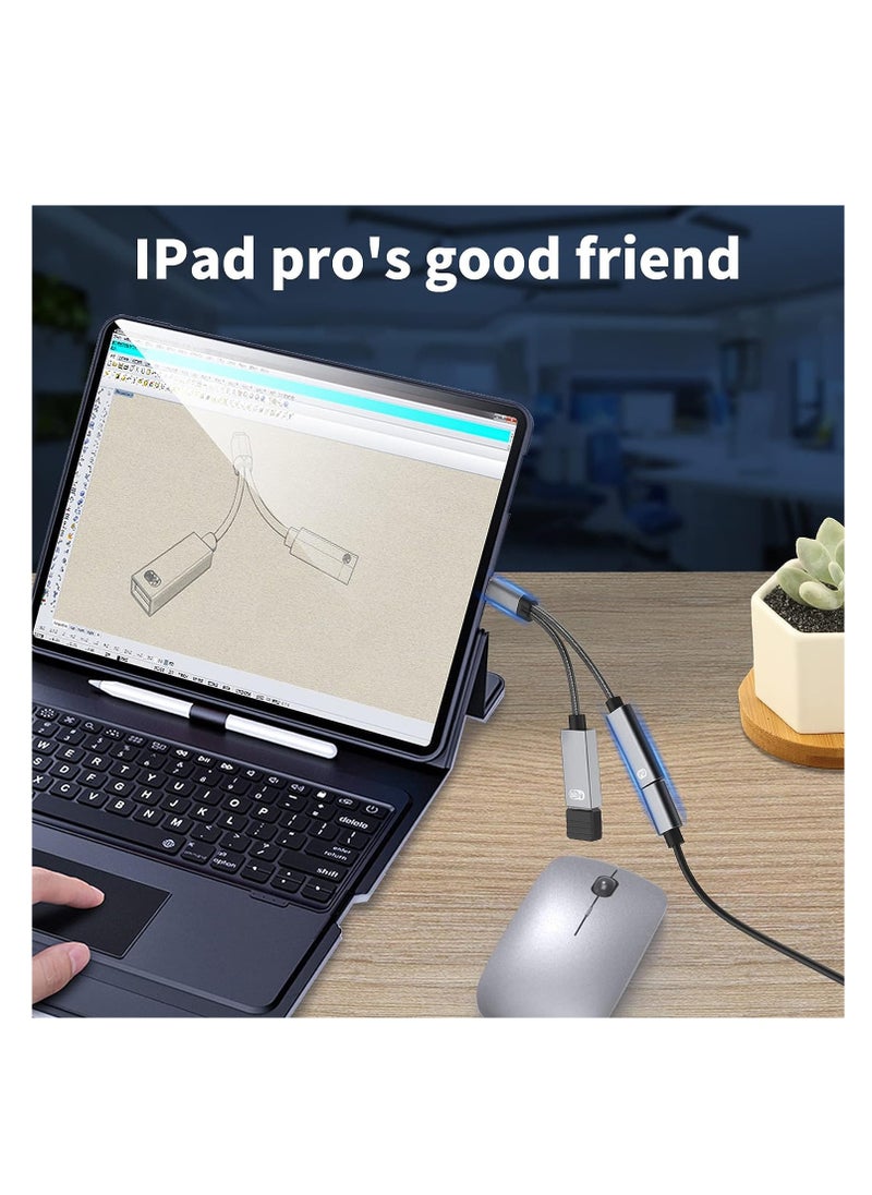 SYOSI USB C to USB Adapter OTG and Charger Cable 2 in 1 USB-C Splitter with PD 60W Fast Charging Type C OTG and USB A Female Port Compatible for Chromecast Google TV iPad Pro  - Image 3