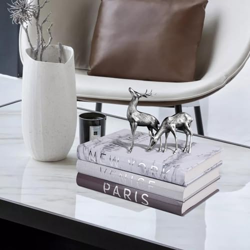 Nichake Set of 3 Decorative Books for Home Decor-Silver Foil Stamping Decor Books,Fashion Designer Books for Coffee Tables and Book Shelf Decoration - Image 2