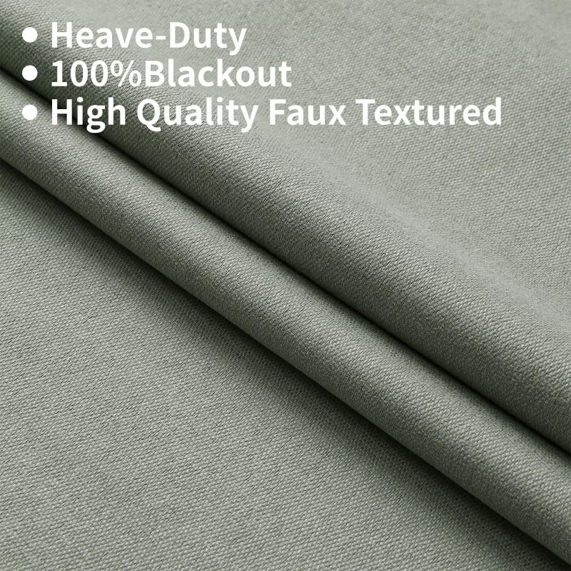 Joydeco Linen Blackout Curtains for Bedroom 72 Inches Long Back Tab/Rod Pocket Heavy Duty Living Room Drapes Thermal Insulated Noise Reduce Cancelling Curtains 2 Panels W52 x L72 Pure Sage - Image 3