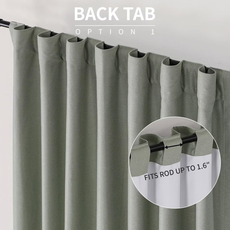 Joydeco Linen Blackout Curtains for Bedroom 72 Inches Long Back Tab/Rod Pocket Heavy Duty Living Room Drapes Thermal Insulated Noise Reduce Cancelling Curtains 2 Panels W52 x L72 Pure Sage - Image 5