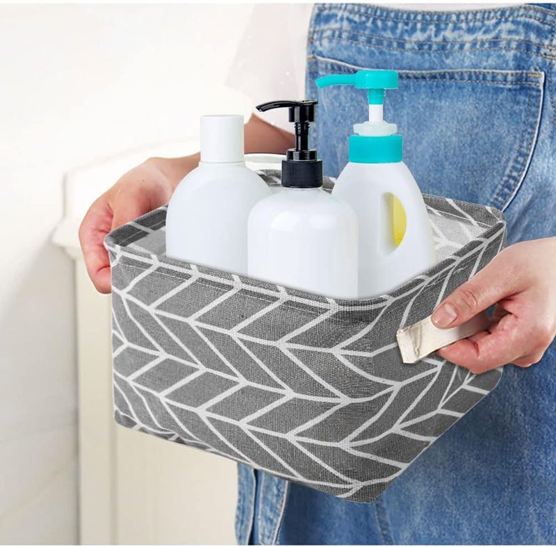 Lanjue 3 Pieces Small Fabric Storage Baskets, Waterproof Bathroom Storage Baskets Collapsible Square Storage Boxes with Handles Shelf Basket Organizer Bins for Bathroom Makeup Cupboards Kitchen - Image 3