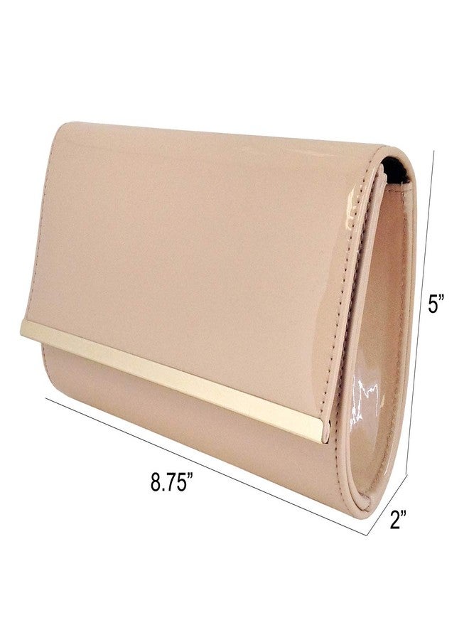 JNB Patent Leather Clutch for Women - Glossy Candy-Style Evening Bag with Detachable Chain, Black Twill Lining, Gold Hardware, Slim Structured Design with Interior Pocket for Parties and Special Event - Image 3