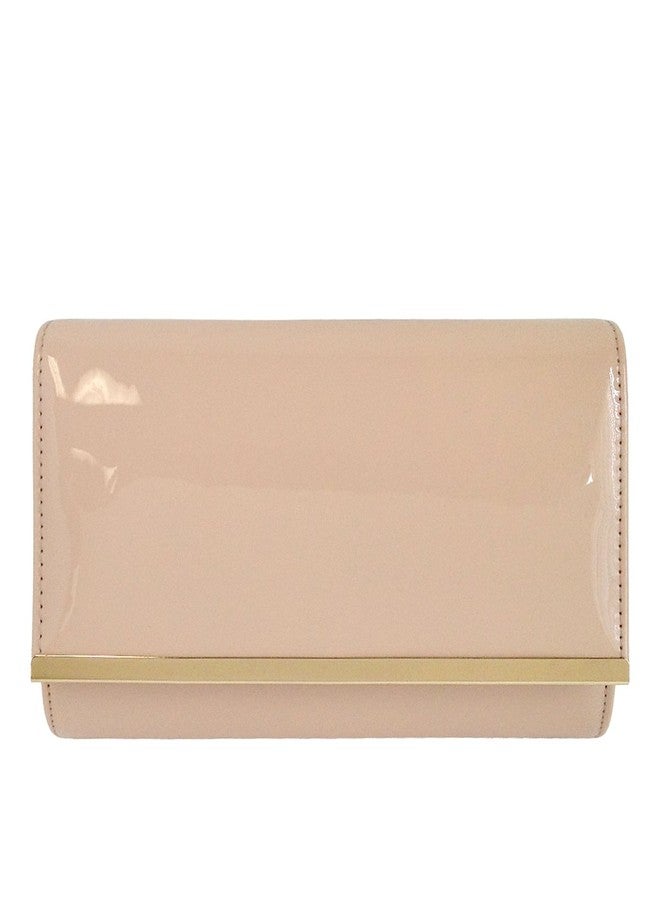 JNB Patent Leather Clutch for Women - Glossy Candy-Style Evening Bag with Detachable Chain, Black Twill Lining, Gold Hardware, Slim Structured Design with Interior Pocket for Parties and Special Event - Image 1