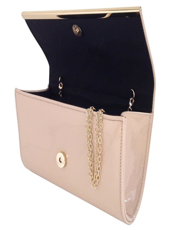 JNB Patent Leather Clutch for Women - Glossy Candy-Style Evening Bag with Detachable Chain, Black Twill Lining, Gold Hardware, Slim Structured Design with Interior Pocket for Parties and Special Event - Image 5