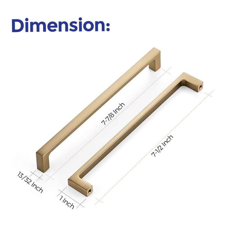 Ravinte 5 Pack Solid 7-1/2 Inch Square Cabinet Handles - Champagne Bronze Pulls for Drawers and Kitchen Cabinets - Hardware Handles - Image 3