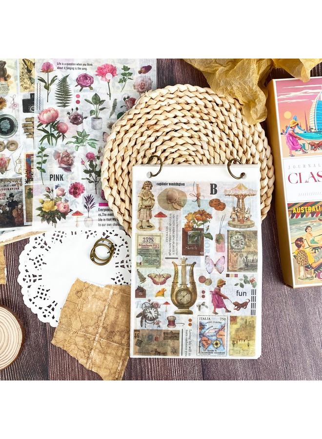 Bluejw Cross-border Hand Account Material And Paper European And American Literary Flowers Butterfly Suit Diy Decoration Retro Hand Account Sticker Bag - Image 5