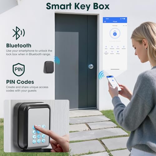 Thlevel Smart Key Lock Box Electronic Bluetooth Lock Box with APP Control PIN Code TypesShare eKey Wall Mounted Lock Box for Airbnb Realtor House Office - Image 3