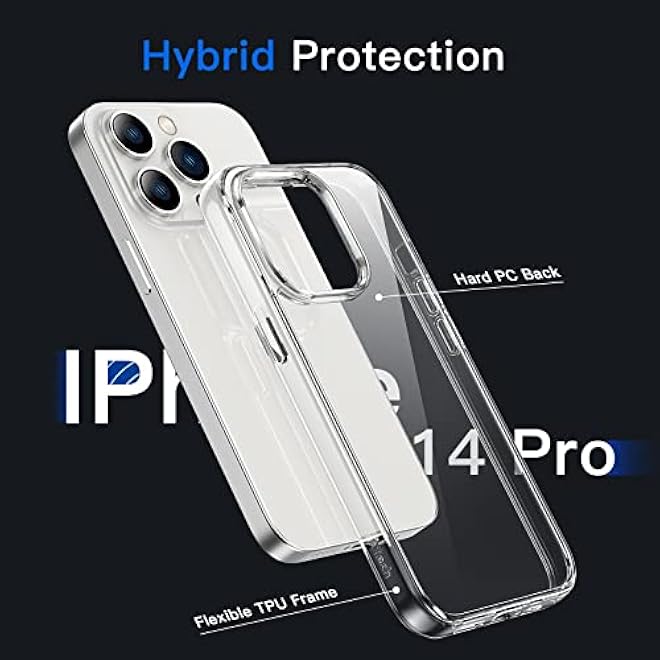 JETech Case for iPhone 14 Pro 61Inch NonYellowing Shockproof Phone Bumper Cover AntiScratch Clear Back Clear - Image 3