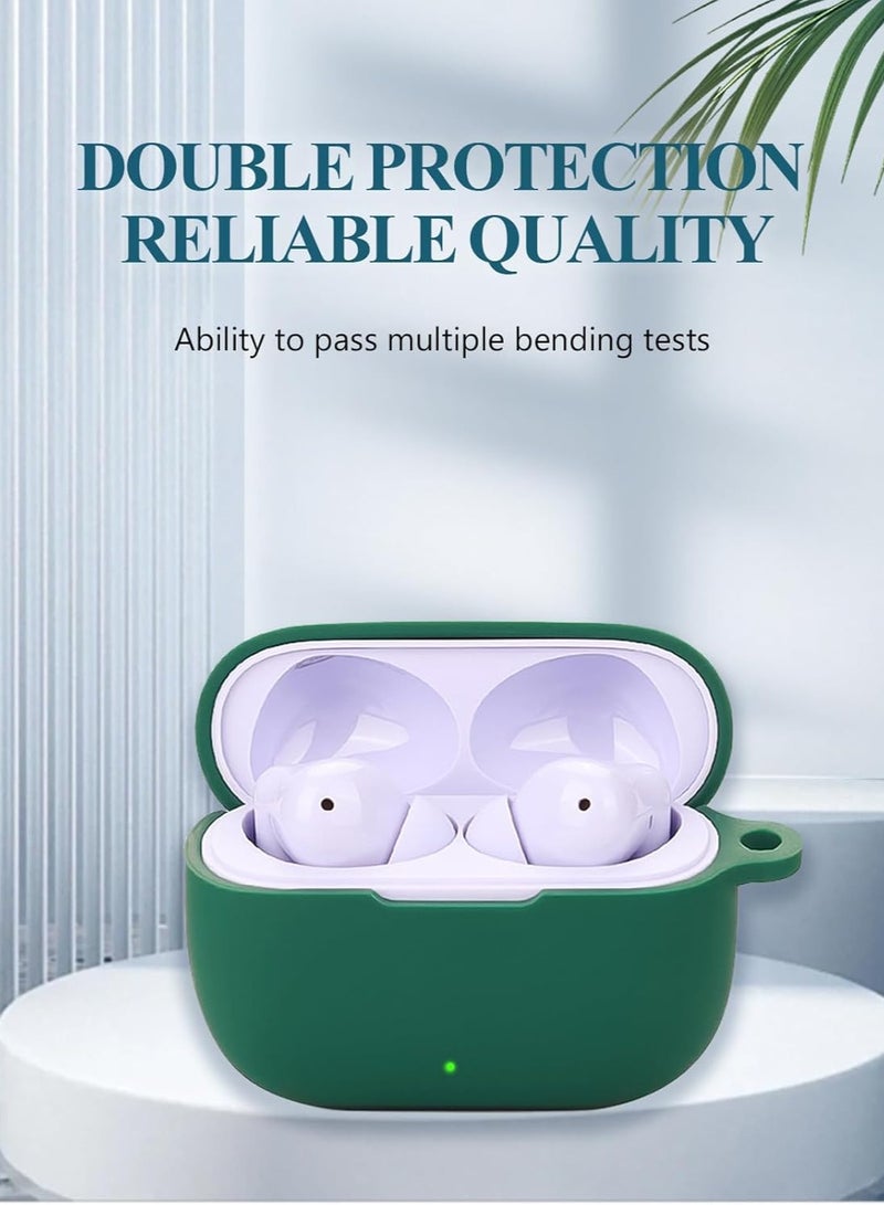 Alyashmac Silicone Protective Case for Realme Buds T310 with Keychain Cover (Green) - Image 2