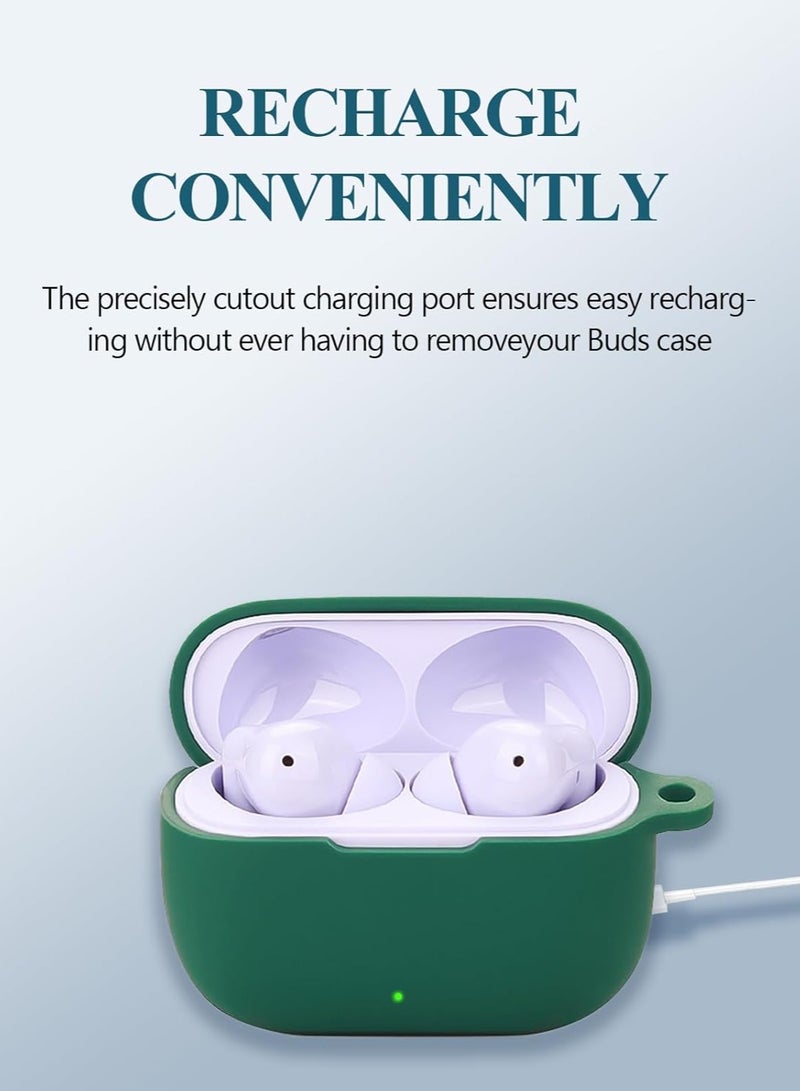 Alyashmac Silicone Protective Case for Realme Buds T310 with Keychain Cover (Green) - Image 3