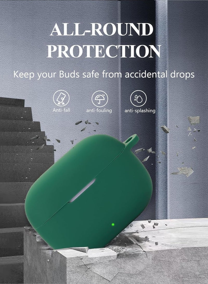 Alyashmac Silicone Protective Case for Realme Buds T310 with Keychain Cover (Green) - Image 4