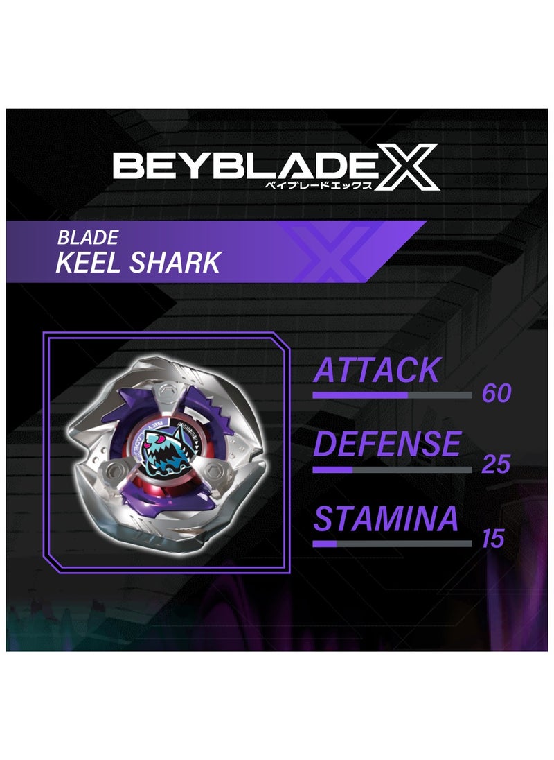 BEYBATTLE BURST - Beyblade X Keel Shark 3-60Lf | Right Spinning Attack Type Top | Takara Tomy-designed Beyblade X | Gift for Beyblade Lovers and Kids - Image 1
