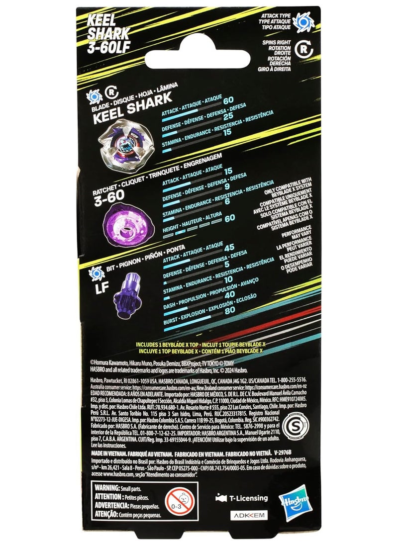 BEYBATTLE BURST - Beyblade X Keel Shark 3-60Lf | Right Spinning Attack Type Top | Takara Tomy-designed Beyblade X | Gift for Beyblade Lovers and Kids - Image 1