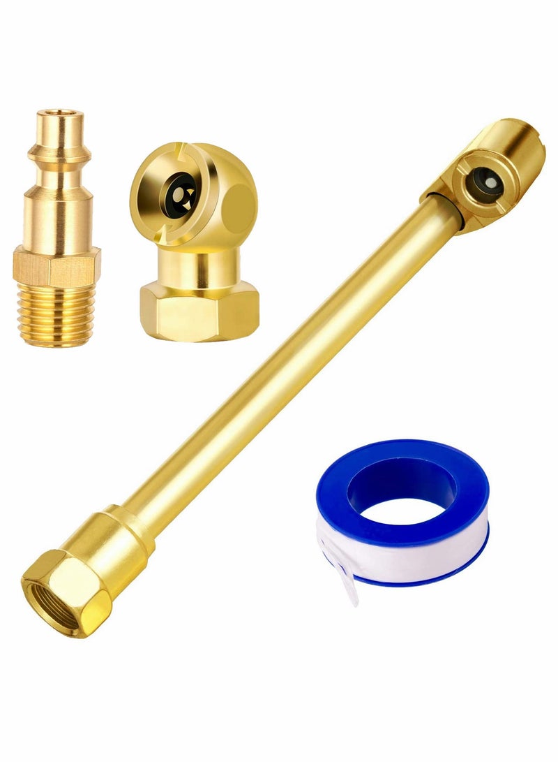 Excefore 2 Way Connection Heavy Duty Air Chuck Set-1/4 Inch Female NPT Closed Ball tire Chuck, Dual Head and Standard Male Quick Plug, Tire Fill Kit for Inflator Gauge Compressor  - Image 1