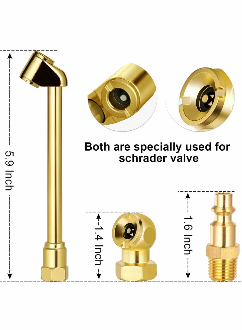 2 Way Connection Heavy Duty Air Chuck Set-1/4 Inch Female NPT Closed Ball tire Chuck, Dual Head and Standard Male Quick Plug, Tire Fill Kit for Inflator Gauge Compressor