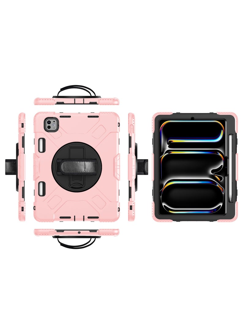 General Case for iPad Pro 11-inch (M4, 2024), Upgraded Protection Heavy Duty Rugged Case with 360 Rotating Ring Stand & Handle & Shoulder Strap 
