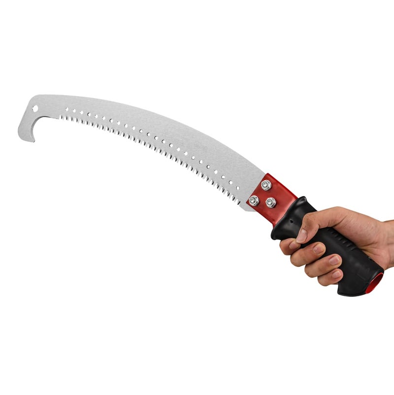 DHRUSIMI Hand Powered Pruning Saw 1 Pc With Pole Fixing Slot Curved Blade Hand Saw Professional Pruning Saw With Hook Rust Resistance Sharp Teeth Blades With Rubber Grip Handle (Pole Not Inclued) - Image 1