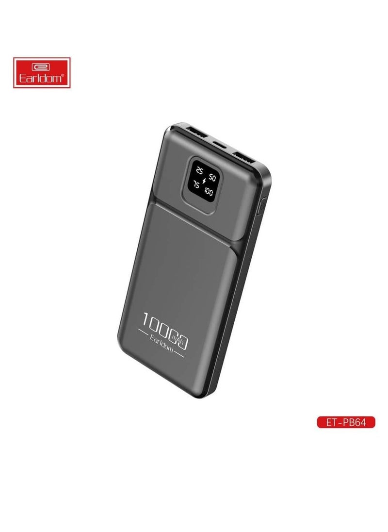 Earldom - Power Bank 10000mAh with 2 USB Output And LCD Display Black - PB64 - Image 1