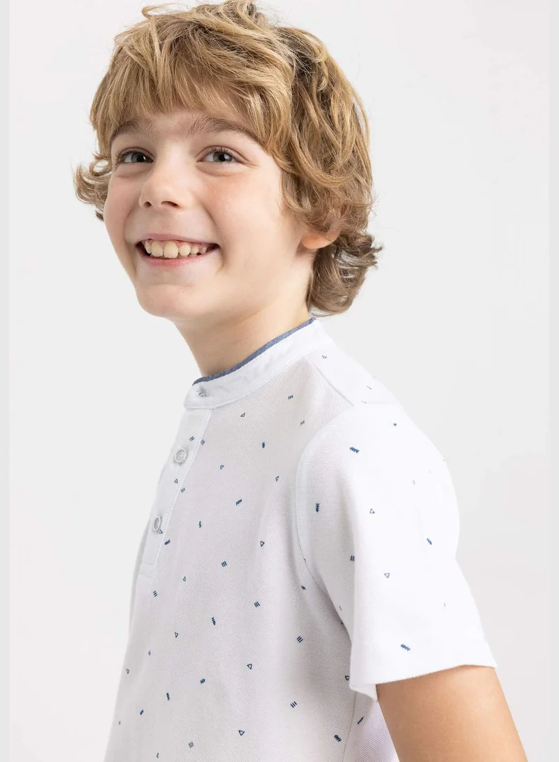 ديفاكتو Boy Knitted Short Sleeve Polo T-Shirt
