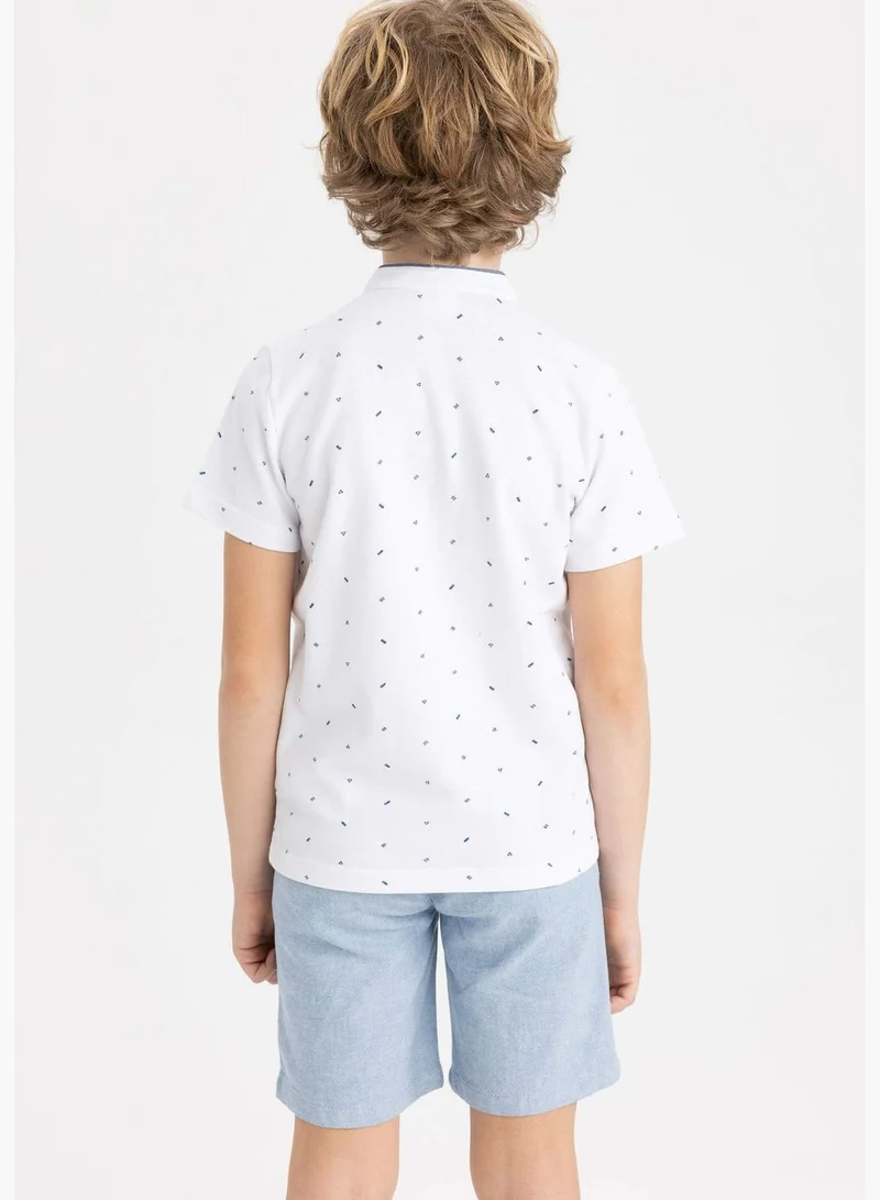 ديفاكتو Boy Knitted Short Sleeve Polo T-Shirt