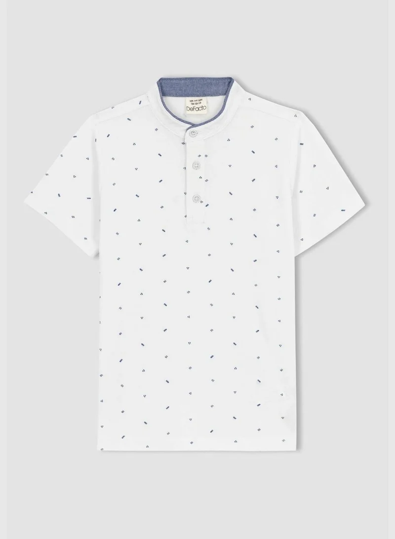 ديفاكتو Boy Knitted Short Sleeve Polo T-Shirt