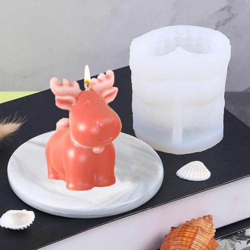 BharatBazaar Candle Mould Silicone, Soap and Candle Mould, 3D Silicone Mold Valentines Gift for Her Him Couple Gift DIY Soap Making Wedding Decor Home Decor, Resin Deer Candle Making Moulds with 50 Candle Wicks - Image 5