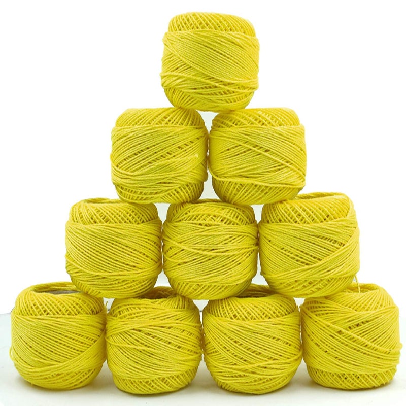 AVIROM� Crochet Thread Set of 10 Ball Crochet Cotton Thread Yarn for Knitting and Craft Making. Size 20 Gram 55 to 60 mtr. Approx. [ Yellow Color ] - Image 5