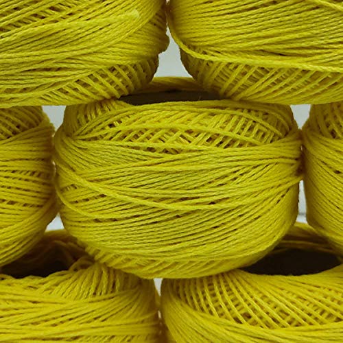 AVIROM� Crochet Thread Set of 10 Ball Crochet Cotton Thread Yarn for Knitting and Craft Making. Size 20 Gram 55 to 60 mtr. Approx. [ Yellow Color ] - Image 2