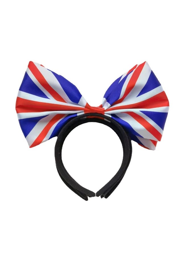 CheeseandU 2Pcs UK Flag Bow Headband Union Jack Headband British United Kingdom Flag Hair Band Country Flag Bow Headbands for Women Ladies Girls Hair Hoops Football Fans Gift, 8.3 x 4.7 inch - Image 2