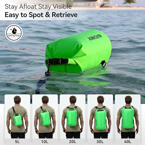 MARCHWAY Floating Waterproof Dry Bag Backpack 5L/10L/20L/30L/40L, Roll Top Sack Keeps Gear Dry for Kayaking, Rafting, Boating, Swimming, Camping, Hiking, Beach, Fishing (Green, 30L) - Image 5