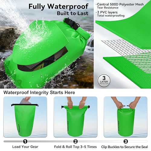 MARCHWAY Floating Waterproof Dry Bag Backpack 5L/10L/20L/30L/40L, Roll Top Sack Keeps Gear Dry for Kayaking, Rafting, Boating, Swimming, Camping, Hiking, Beach, Fishing (Green, 30L) - Image 3