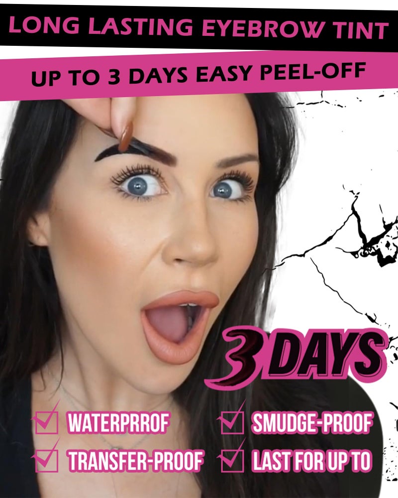 Lestpola Peel Off Tattoo Eyebrow Gel-2Pcs Black Tattoo Peel Off Eyebrow Gel Tinted, Long Lasting Waterproof Transfer-proof Eye Brow Tinting Kit for Women, Last Up to 3 Days, with Brow Stencil & Brush-03# - Image 3
