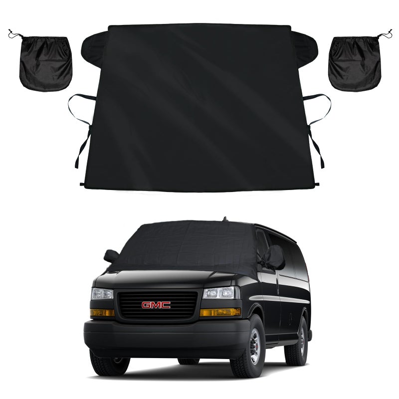 Windshield Cover for Ice and Snow for 19962024 2025 2026 GMC Savana VanChevy Express Accessories Enhanced Waterproof Passenger  Cargo All Weather Windshield Frost Cover for Savana Van for Winter