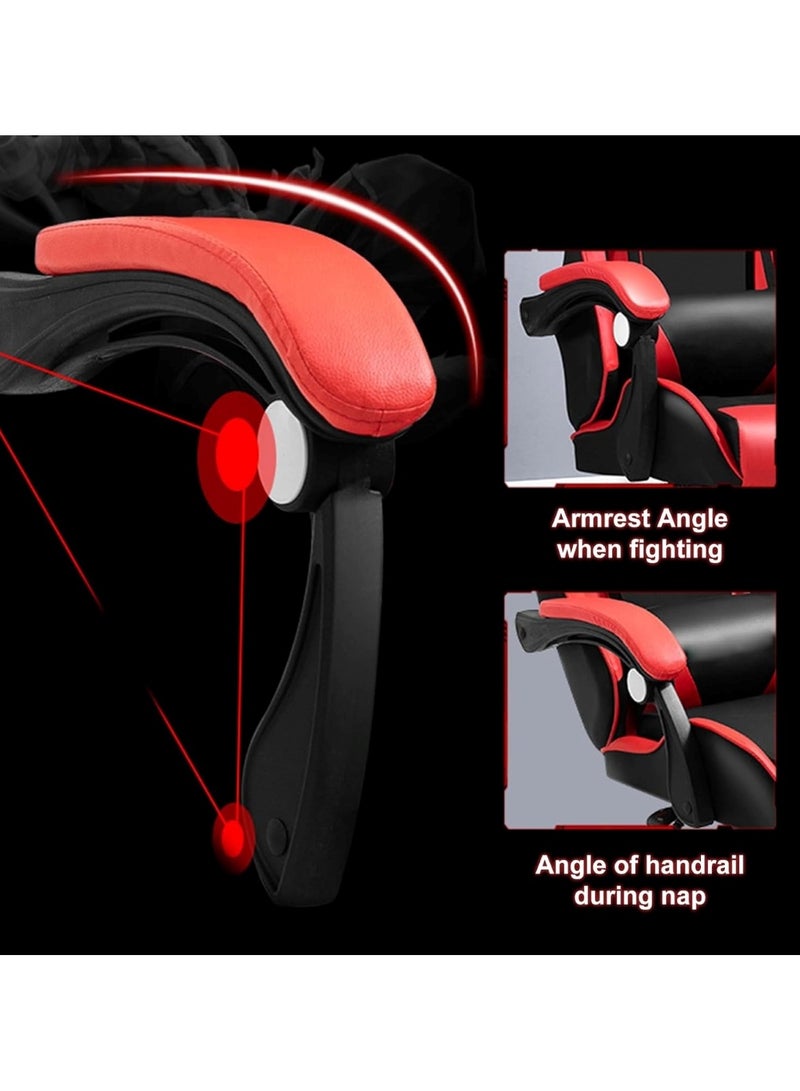 Huitich Ergonomic Gaming Chair with Footrest, 7-Point Massage, and LED Lights Bluetooth Black And Red - Image 2
