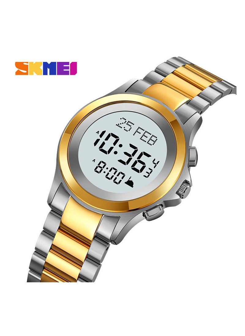 SKMEI SKMEI 2270 Silver Gold islamic watch Prayer Times Azan Reminder, Qibla Direction.  - Image 2