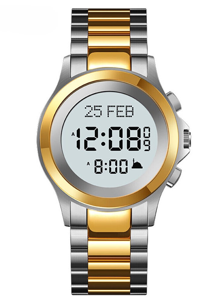 SKMEI SKMEI 2270 Silver Gold islamic watch Prayer Times Azan Reminder, Qibla Direction.  - Image 1