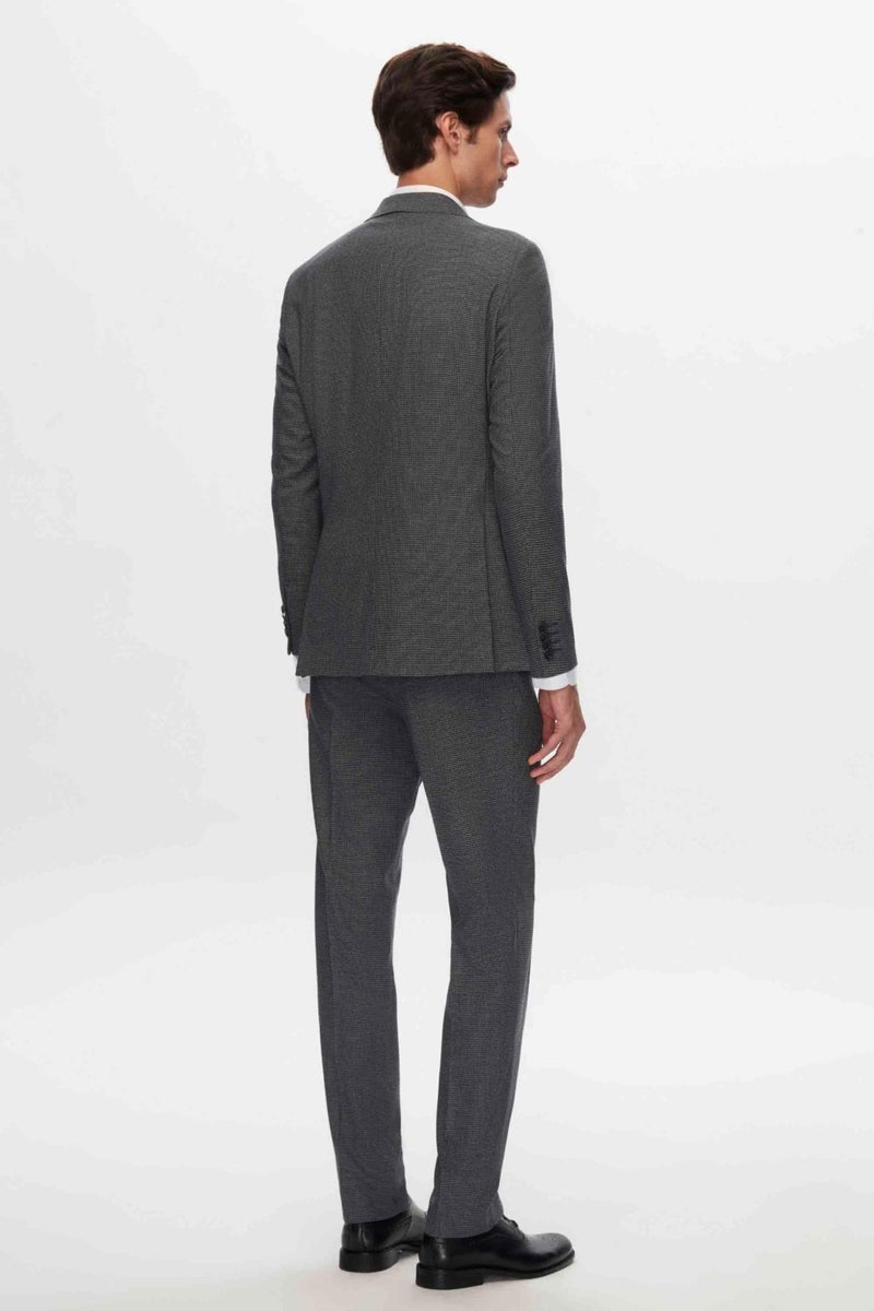 D'S DAMAT Ds Groom Slim Fit Navy Blue Mono Collar Viscose Suit Combined  - Image 5