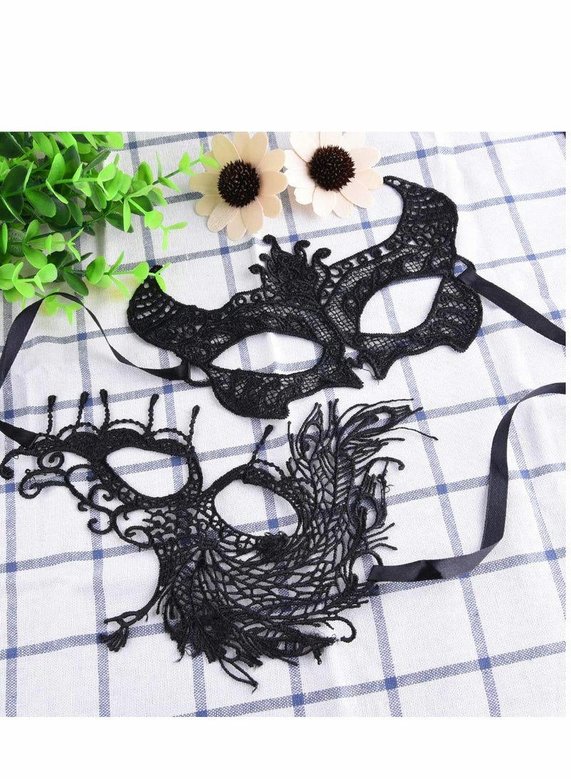 42 Pcs Elegant Lace Masquerade Masks for Women - Perfect for Carnival, Parties & Balls, Black Color - Image 4